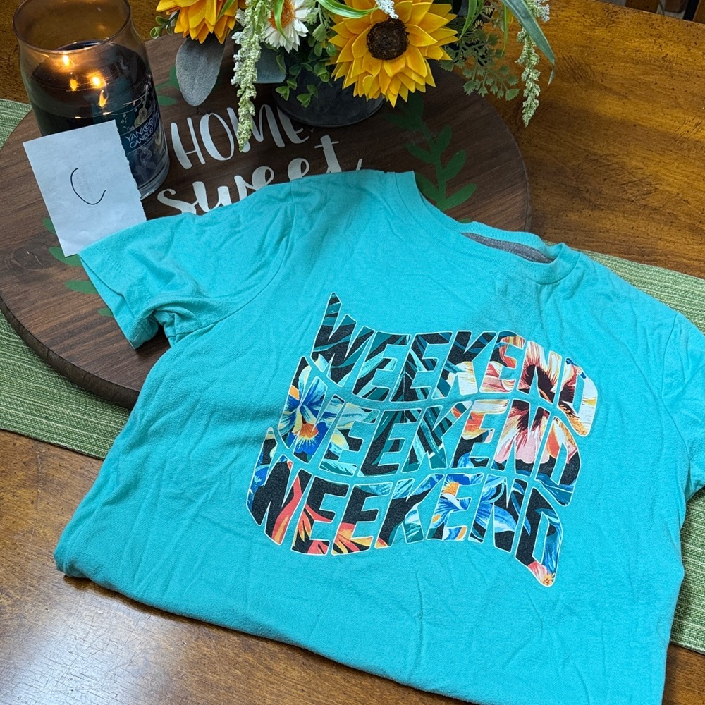 Old Navy Teal Weekend Graphic Tee